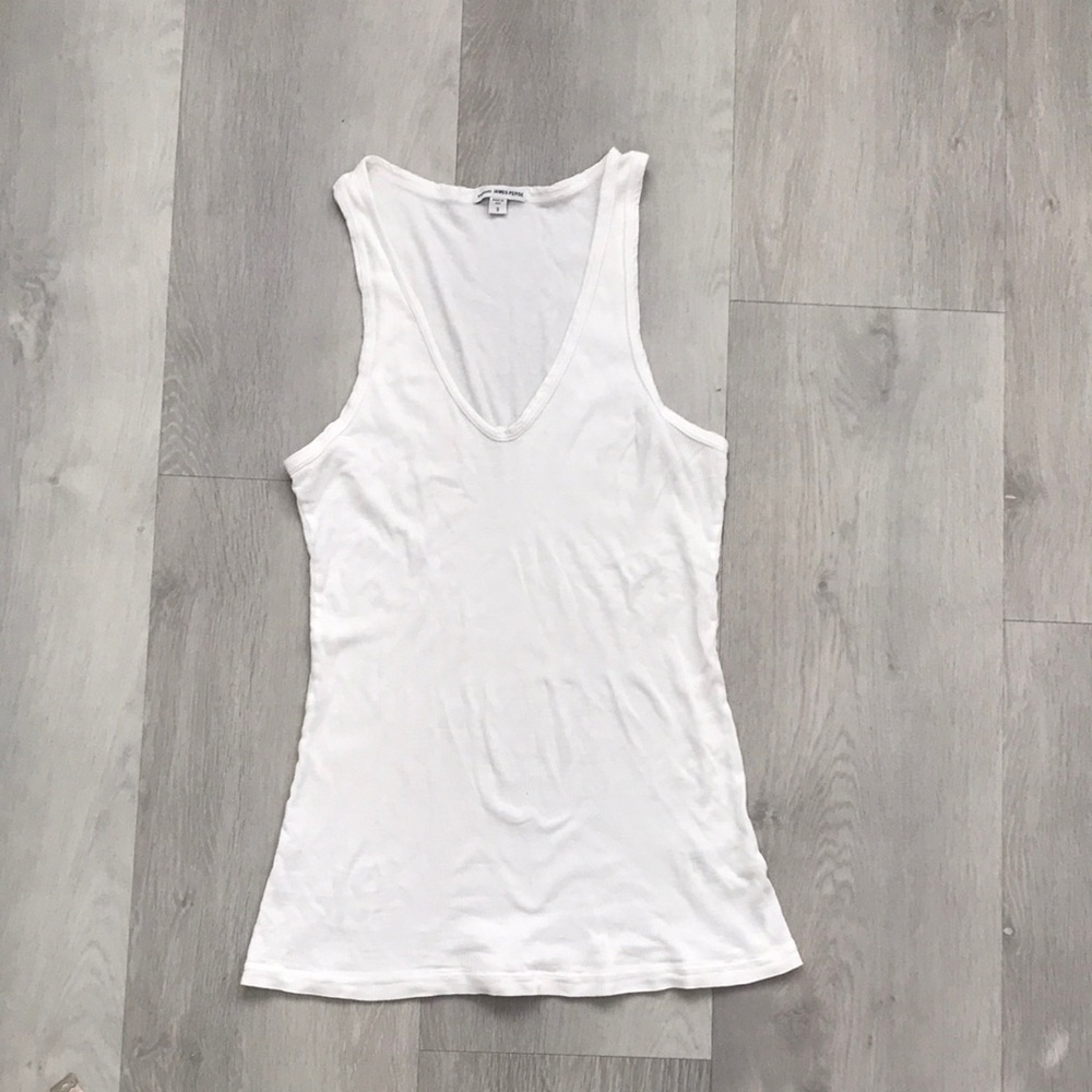 STANDARD JAMES PERSE WHITE RIBBED WIFE-BEATER TANK TOP WOMENS 3 LARGE